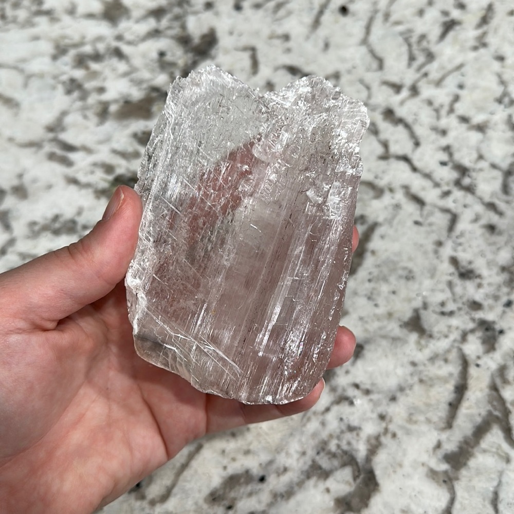 Selenite with hematite